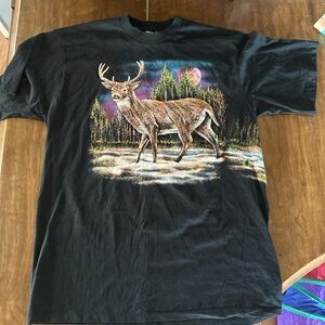 Black Graphic Deer T-Shirt